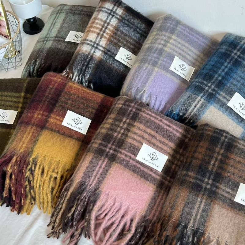 2024 Neuer Mirad Premium-Schal mit Karomuster für Damen im Winter, koreanische Ausgabe, doppelt verwendbar, dicker, warmer Schal_voghion.com