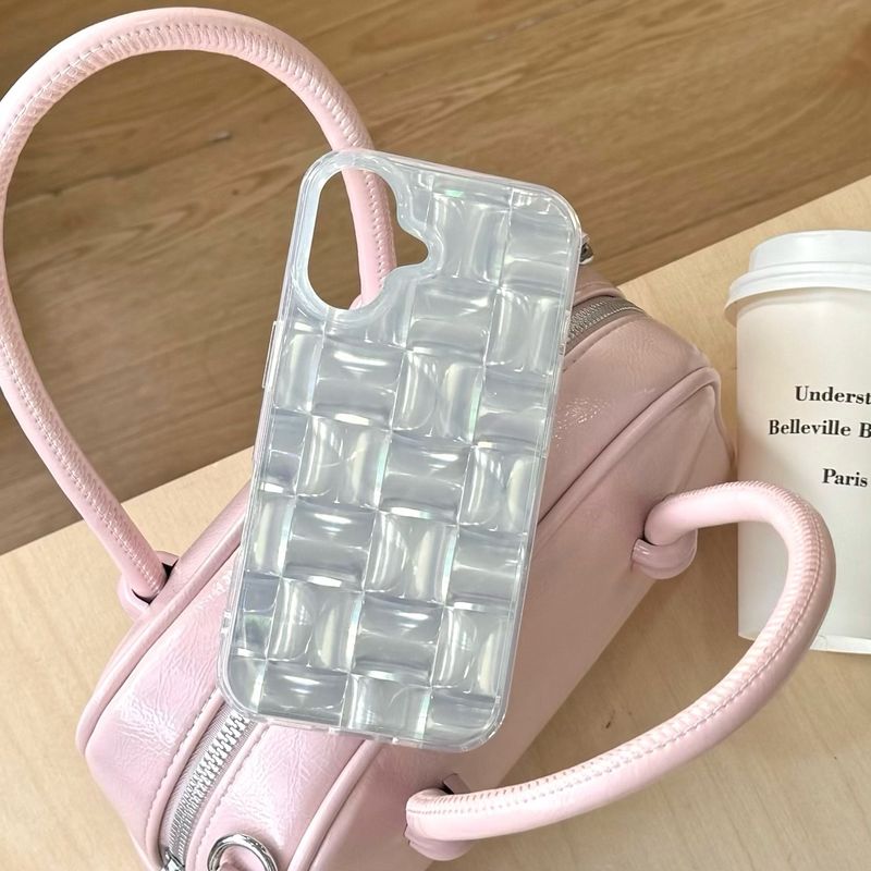 Solid Color Woven Pattern Compatible With IPhone 16 15 Pro Max Phone Case IMD Summer 14 Creative 13 For Women_voghion.com