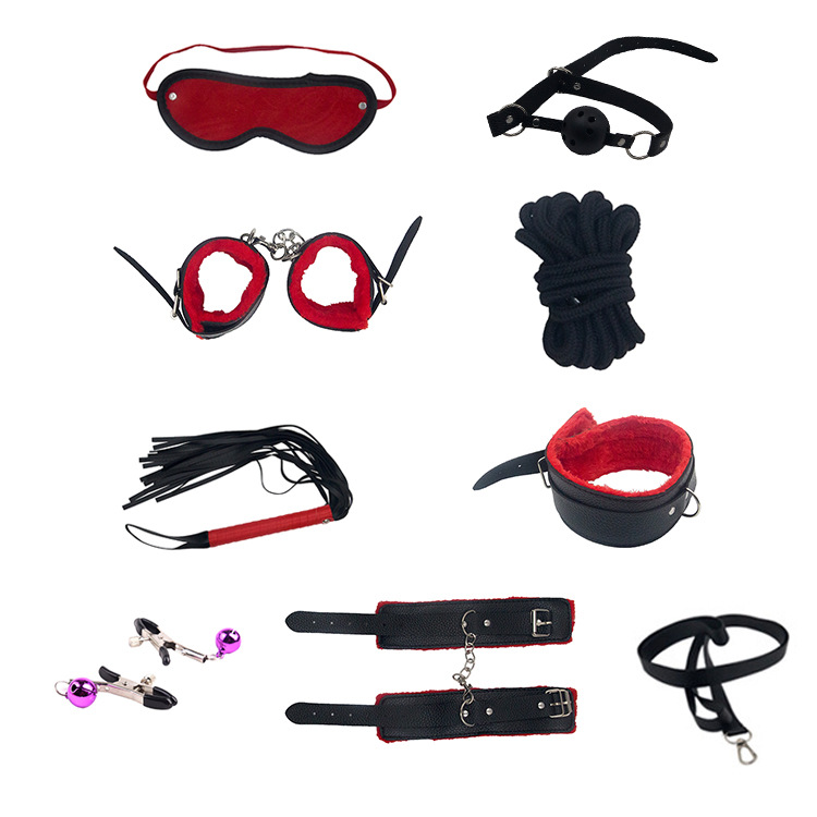 Set nou SM cu 8 piese, jucării sexuale, tăblițe alternative de legare, instrumente de tortură, cleme pentru mameloane, biciuri, flirt pentru femei_voghion.com
