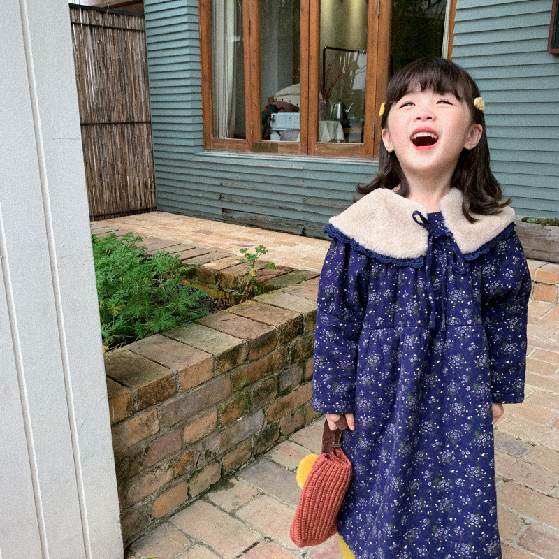 Robe pour enfants, édition coréenne, petites fleurs fragmentées, avec robes en coton pour filles, automne/hiver 2023_voghion.com