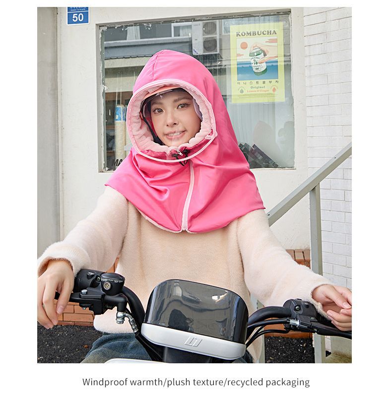 Radfahren für Damen, winddichter, warmer Helmüberzug für den Herbst und Winter im Freien, wasserdicht, vergrößert und verdickt, kältebeständiges Ohr_voghion.com