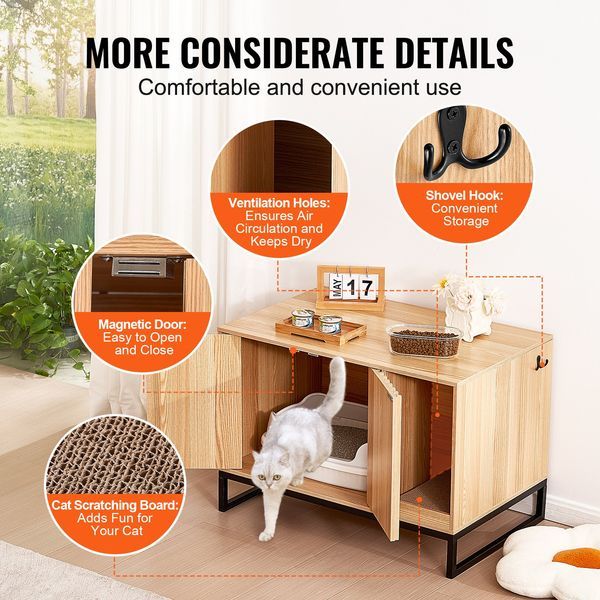 Cat Litter Box Enclosure Hidden Litter Box Furniture 31.5'L X 20'W X 22'H_voghion.com