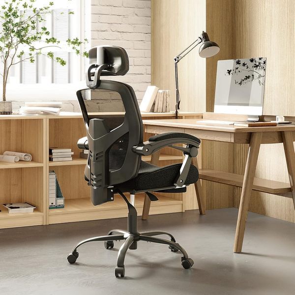 Office Computer Desk Chair With Footrest,Ergonomic High-Back Mesh Rolling Work Swivel Chairs With Wheels,Comfortable Lumbar Support,Comfy Arms For H_voghion.com