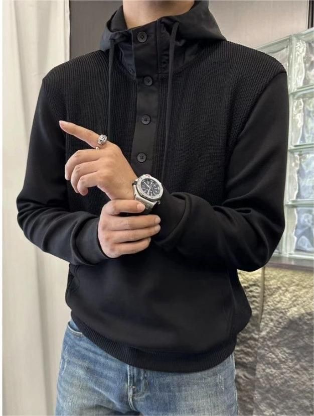 Novo moletom masculino outono inverno versátil estilo simples e preguiçoso patchwork manga comprida_voghion.com