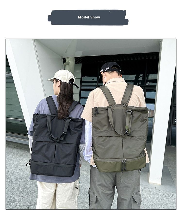 Zaino per uomini e donne Borse da trasporto per pendolari Borsa a spalla singola tinta unita Zaino in nylon antispruzzo di grande capacità Alla moda_voghion.com