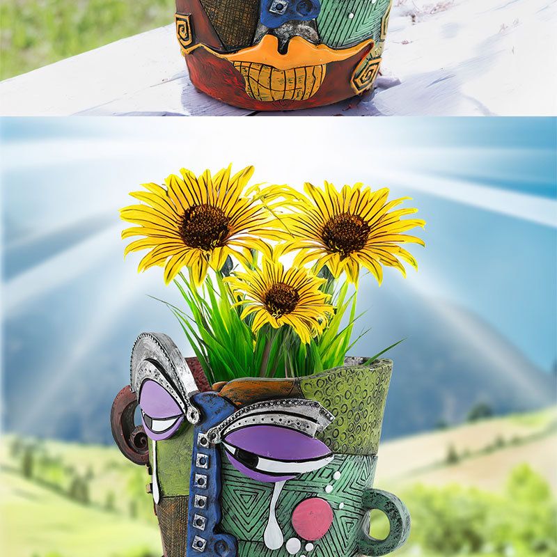 Abstract Emotion Crying Face Planter - Colorful Garden Ornament For Desktop & Courtyard Landscaping
ACZT_voghion.com