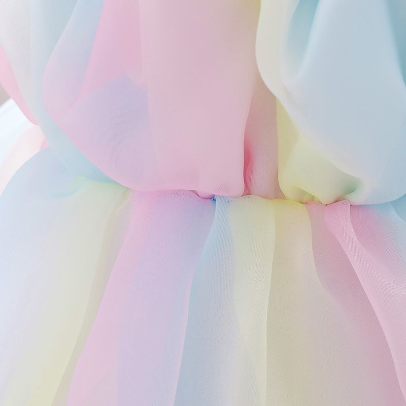 Madre e bambini 2024 Ragazze di un anno Vestito Tutu Gonna Commercio estero Neonata Gonna principessa Abito con sfumature arcobaleno per bambini_voghion.com