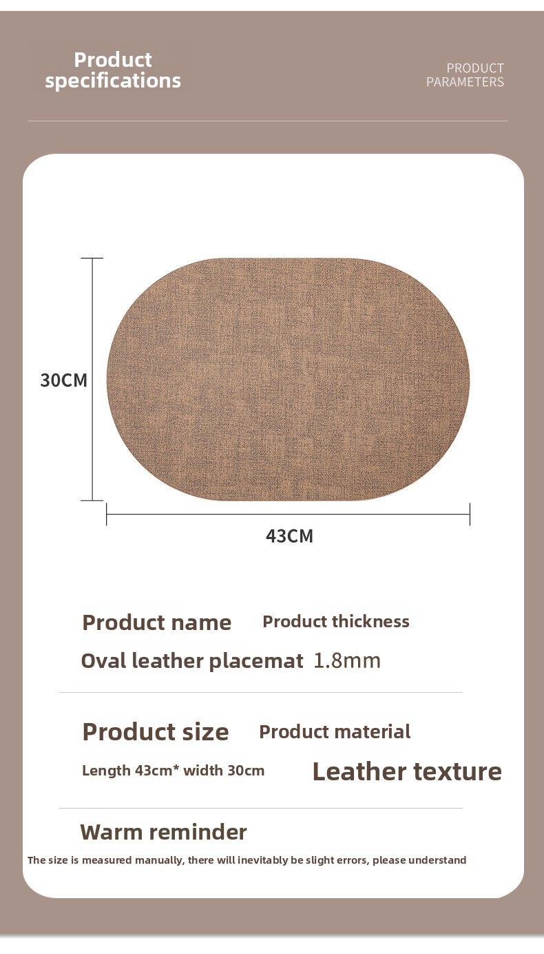 Japanese Style Oval Cloth Pattern Placemat Leather Dining Table Waterproof Stain Heat Resistant Hotel Home Tableware Mat_voghion.com