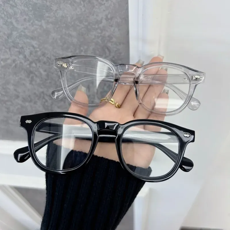 Occhiali da vista eleganti con lenti trasparenti e semplici, montatura per uomo e donna, marca casual, rotondi, uomo e donna_voghion.com