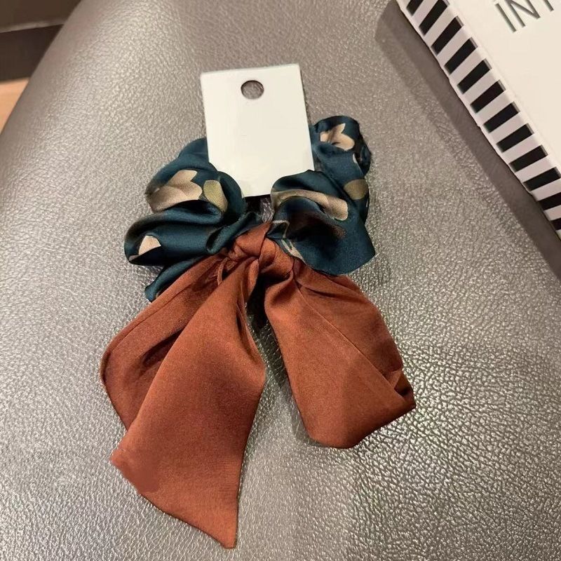 New Floral Bow, Ribbon, Large Intestine Women's Korean Version Ponytail Headband, High Elasticity Meatball Headband_voghion.com