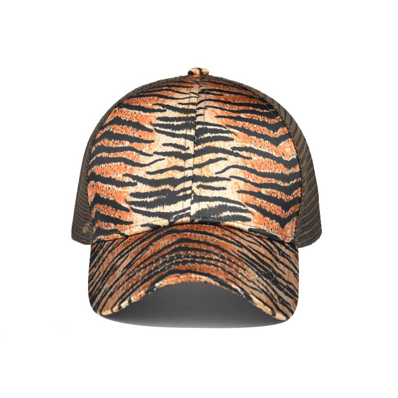 Baseballmütze mit Pferdeschwanz und Leopardenmuster, trendige Netzmütze mit gebogener Krempe, Sonnenhut für Damen im Freien und im Sommer_voghion.com