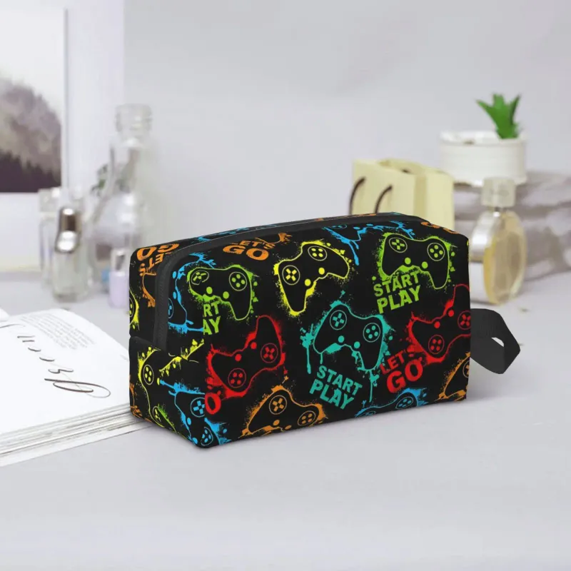 Player Game Controller Video Gamepad Print Cosmetic Bags Portable Makeup For Travel Toiletry Bag Accessories Organizer_voghion.com