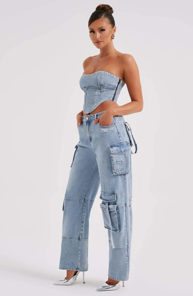 Hottie bukser til kvinder lige multi-lomme denim overalls til kvinder i stil alsidige løse afslappede bukser til kvinder_voghion.com