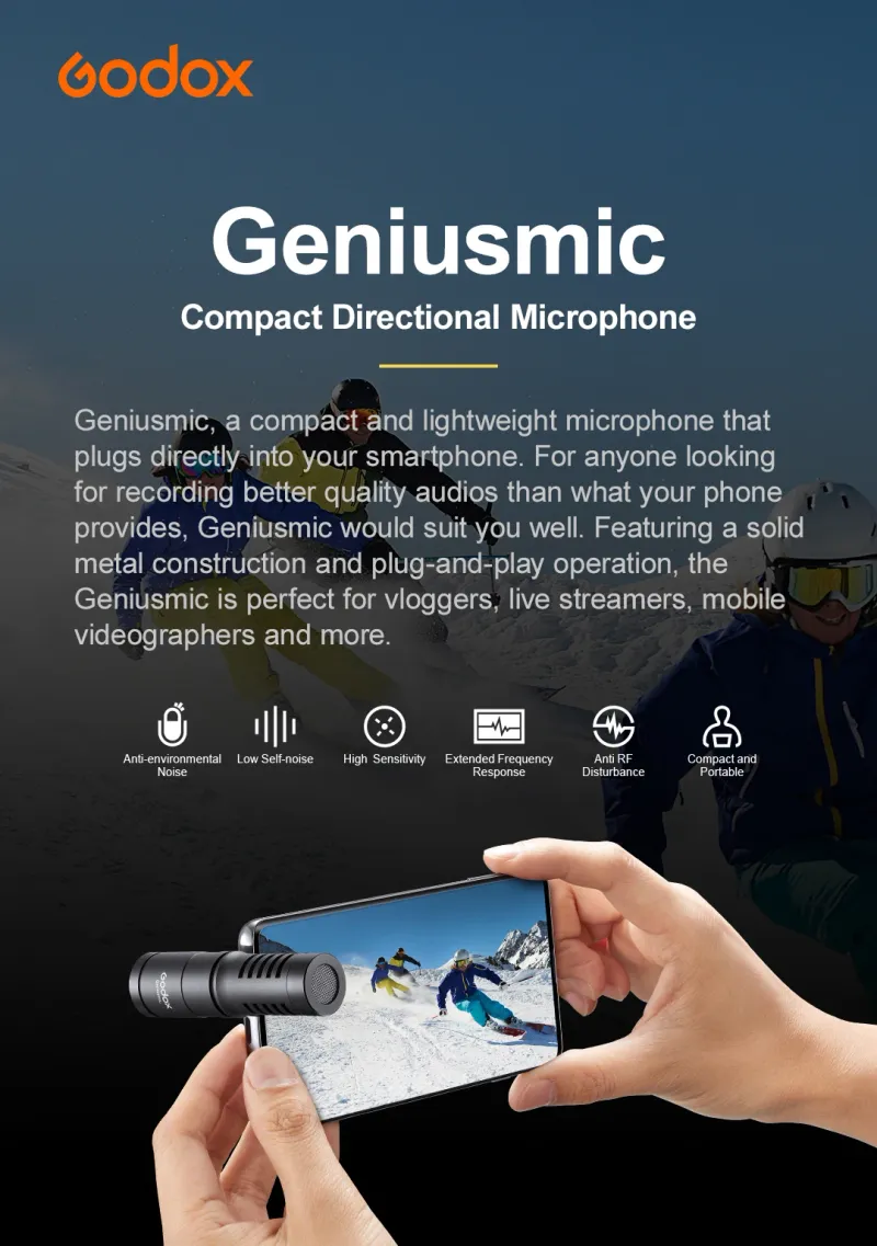 Godox Geniusmic Mini Mobile Mic Tragbares Funkmikrofon für Spiel-Live-Interview-Aufnahmegeräte Typ-C 3,5-mm-Anschluss_voghion.com
