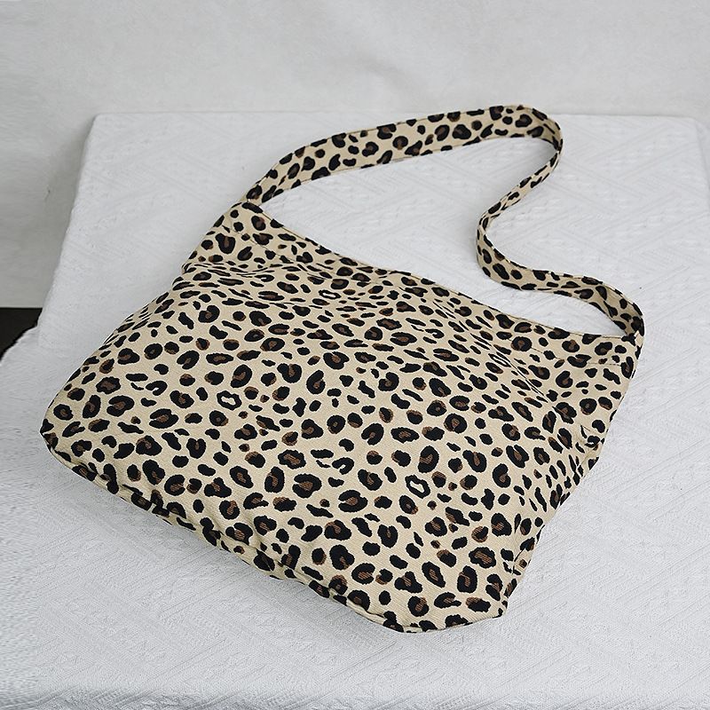 Trendy Modische Kleine Leopard Print Crossbody Canvas Ins High-end-Feeling frauen Tote Große Kapazität Schulter Shopping_voghion.com