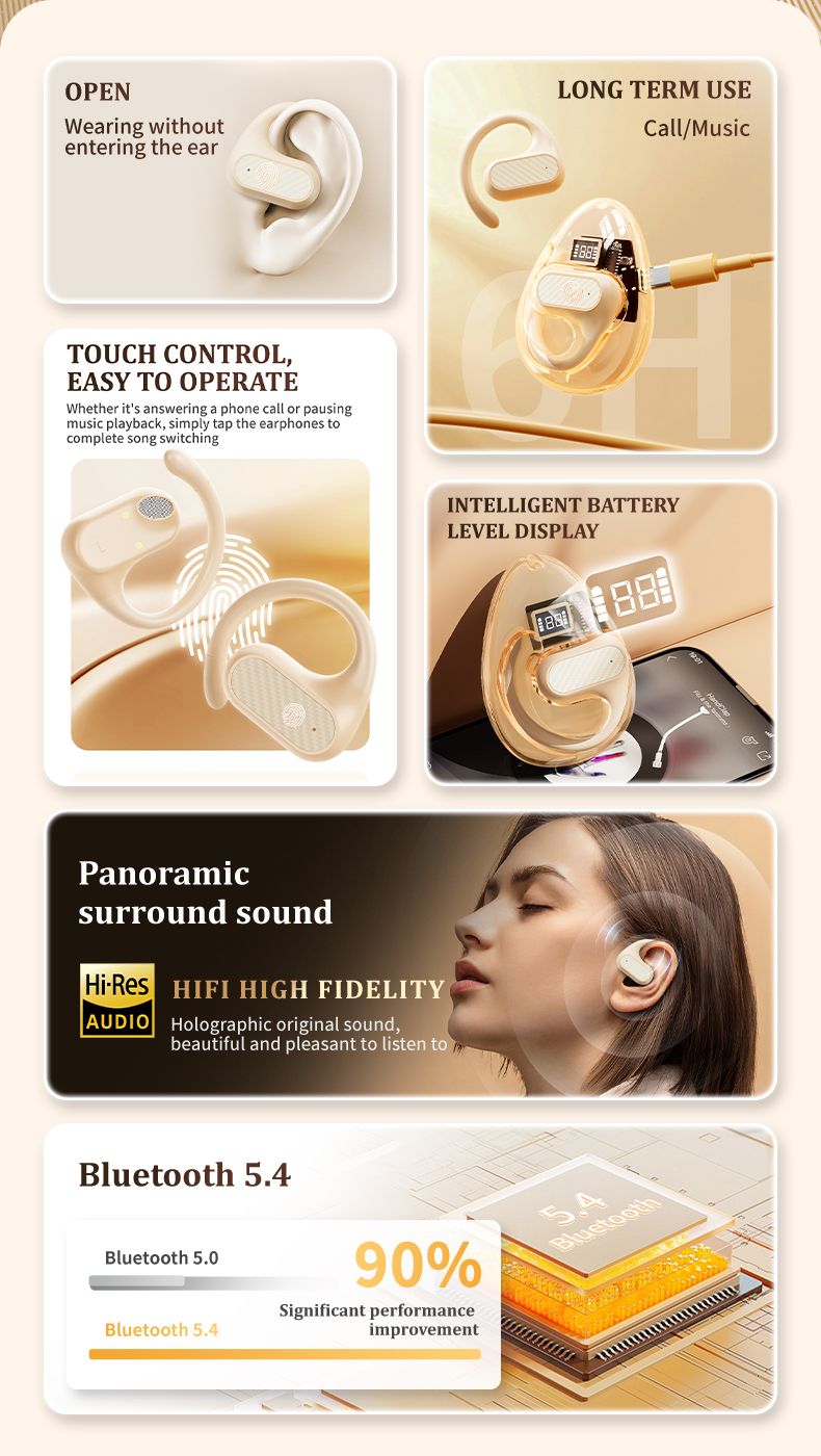 AI Translation Headset New Bluetooth Headset Supports Multi Language Translation And Simultaneous Interpreting Translation OWS_voghion.com