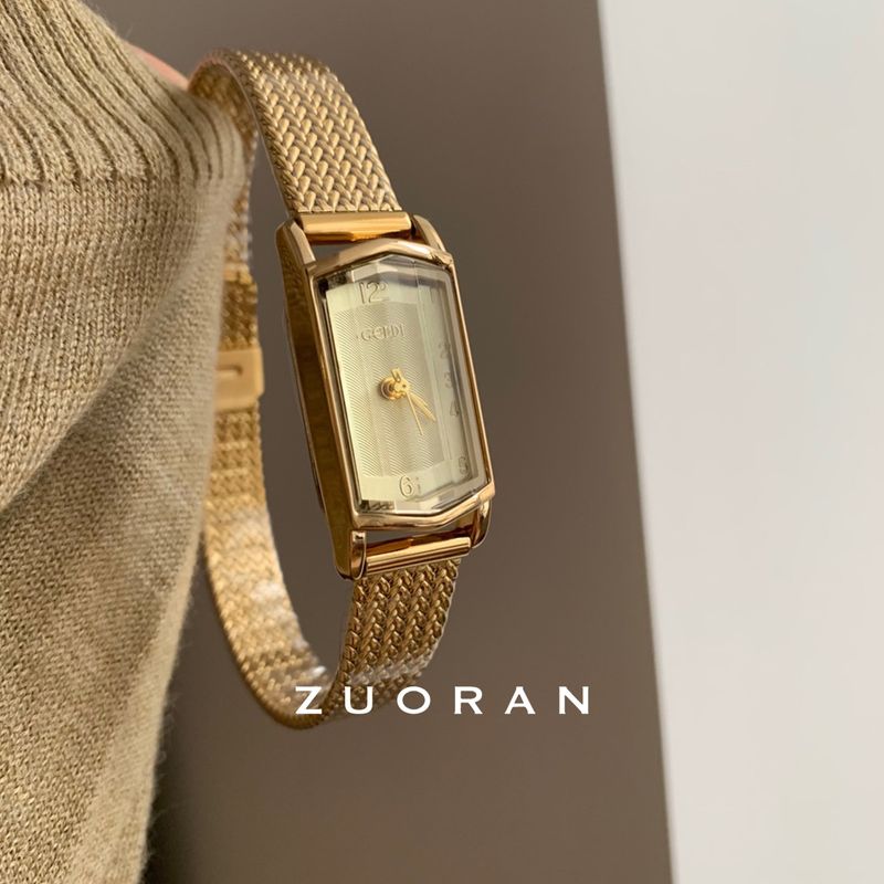 Rectangular Gold Niche Retro Light Luxury Fashion Wheat-belt Women's Watch_voghion.com