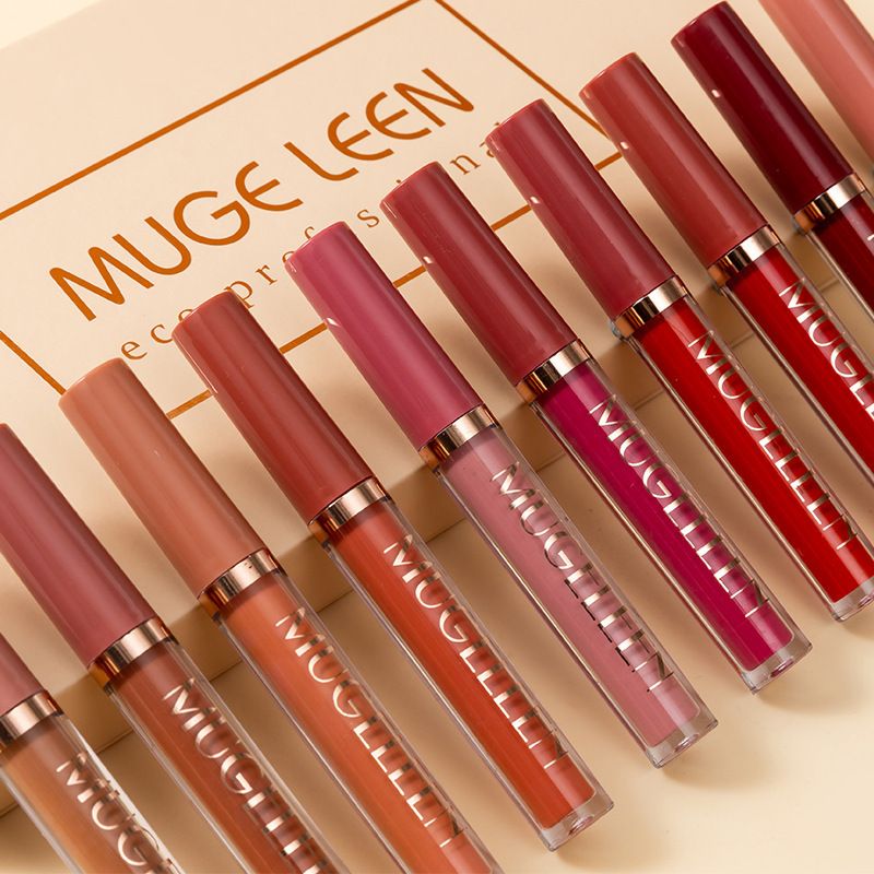 MUGELEEN Non Staying Cup Lip Glaze Set Matte 10 Pack Liquid Lipstick Makeup_voghion.com