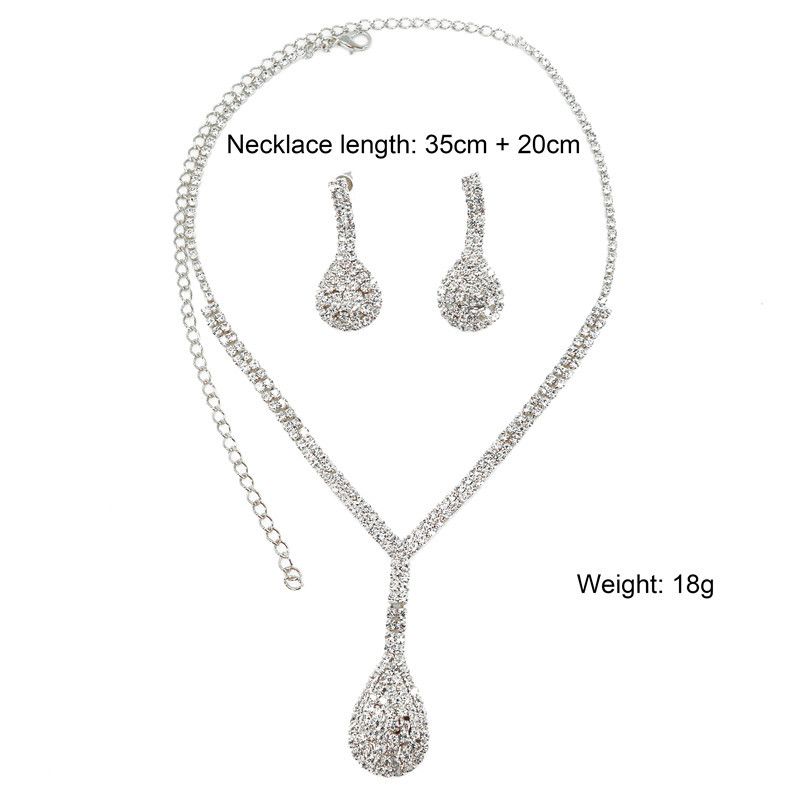 2021 scintillante diamante elegante gioielli da sposa matrimonio romantico goccia d'acqua collana orecchini set per le donne_voghion.com
