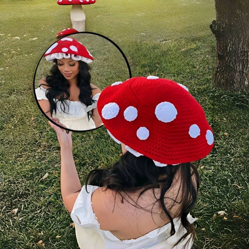 Cappello da pescatore lavorato a maglia per autunno e inverno, stile Mori, caldo e carino, per donne, con uncinetto, a forma di fungo._voghion.com