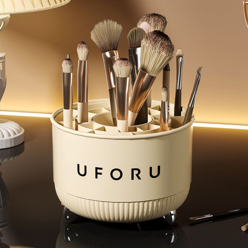 Uforu Aufbewahrungseimer für Make-up-Pinsel, drehbarer Stifthalter für den Schreibtisch, für das Schlafzimmer, für Augenbrauenstift und Lidschatten_voghion.com