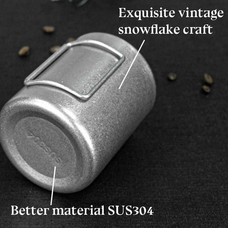 Retro 304 Edelstahl Doppelschicht Faltbare Outdoor Doppelschicht Tasse Tragbare Logo Isolierung Tasse Griff Handliche Tasse Wasser Tasse_voghion.com