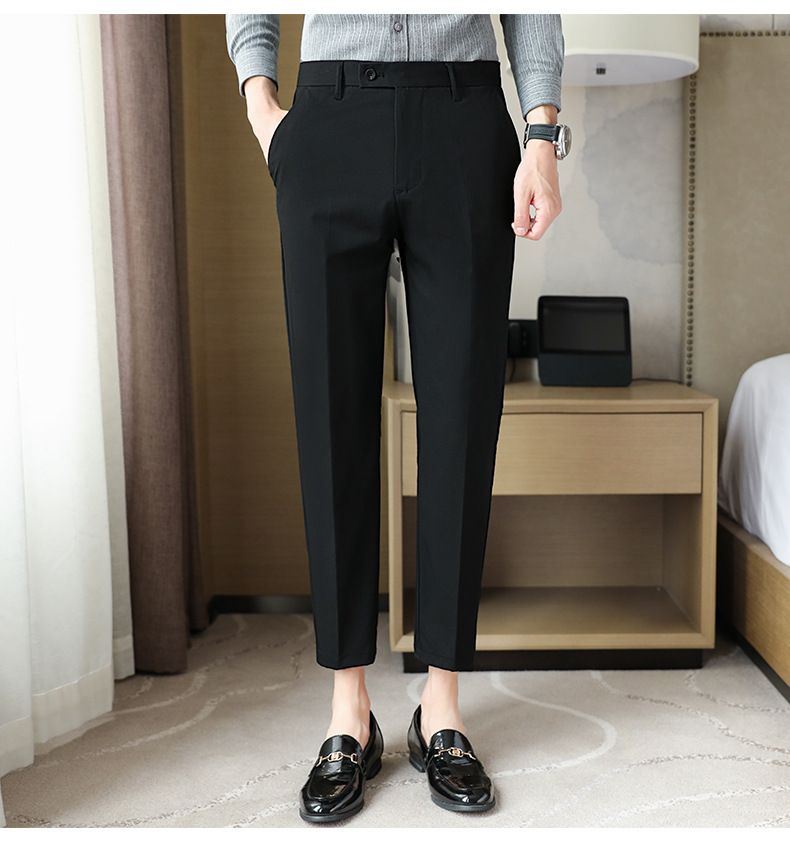 Goede dingen raden lente nieuwe heren casual broeken eenvoudige effen kleur slanke negen-punts broek jeugd getijden mode broeken_voghion.com