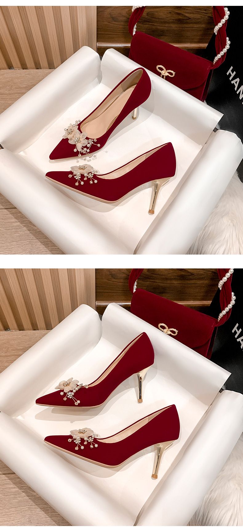 Scarpe da donna eleganti con tacco alto a punta rosse per donna - Eleganti décolleté a stiletto con tomaia in morbida pelle scamosciata e comoda suola in gomma_voghion.com