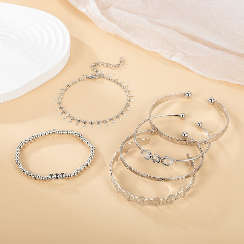 New combination of fashionable and minimalist water droplet shaped diamond opening 6-piece set bracelet_voghion.com