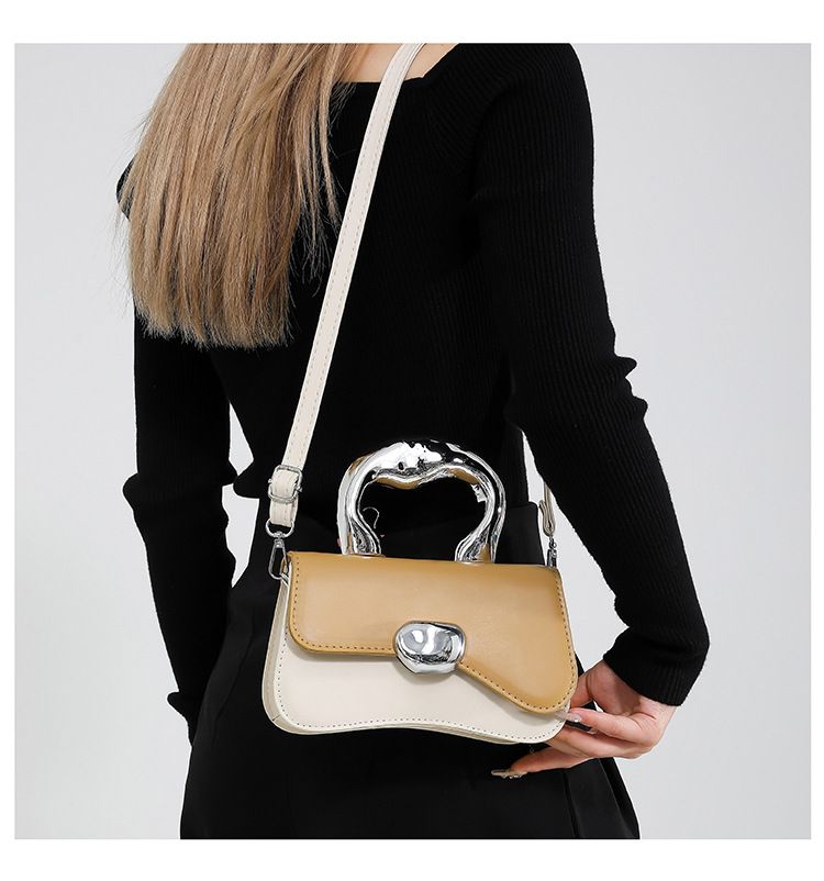 Bags Candy Splicing Color 2024 New Hard Shell Simple And Casual Western Style Metal Handheld Single Cross Shoulder Small_voghion.com