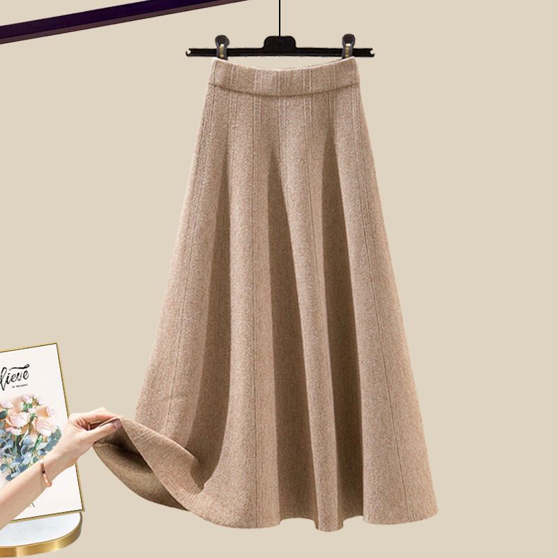 Women's Clothing Spring suits for women new large size outfits temperament knitted sweater skirt Maillard outfit a complete set_voghion.com
