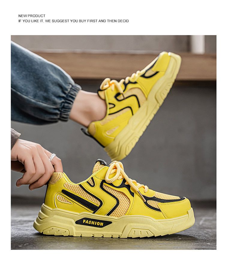 Herbst Neue atmungsaktive Mesh-Weiß Herren Trendy Vielseitige Sport Casual Sneakers mit dicken Sohlen Papa Schuhe_voghion.com