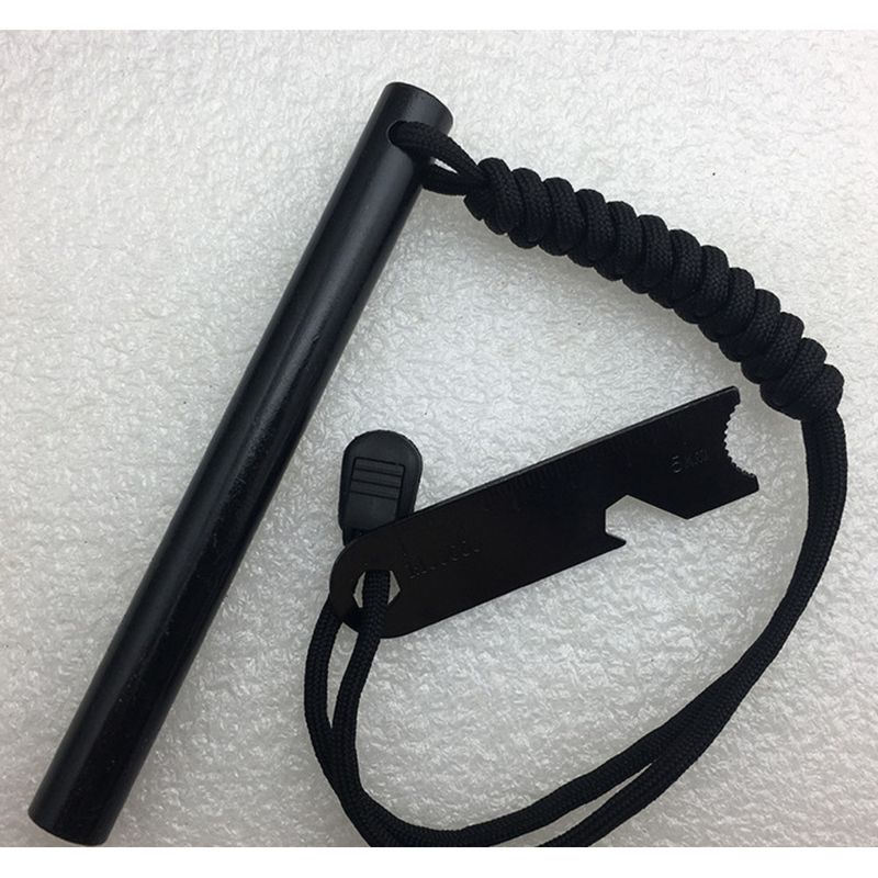 12.7*127mm Outdoor Flint Magnesium Rod Fire Starter Survival Scraper With 7 Heart Paracord Or Reflective Cord_voghion.com