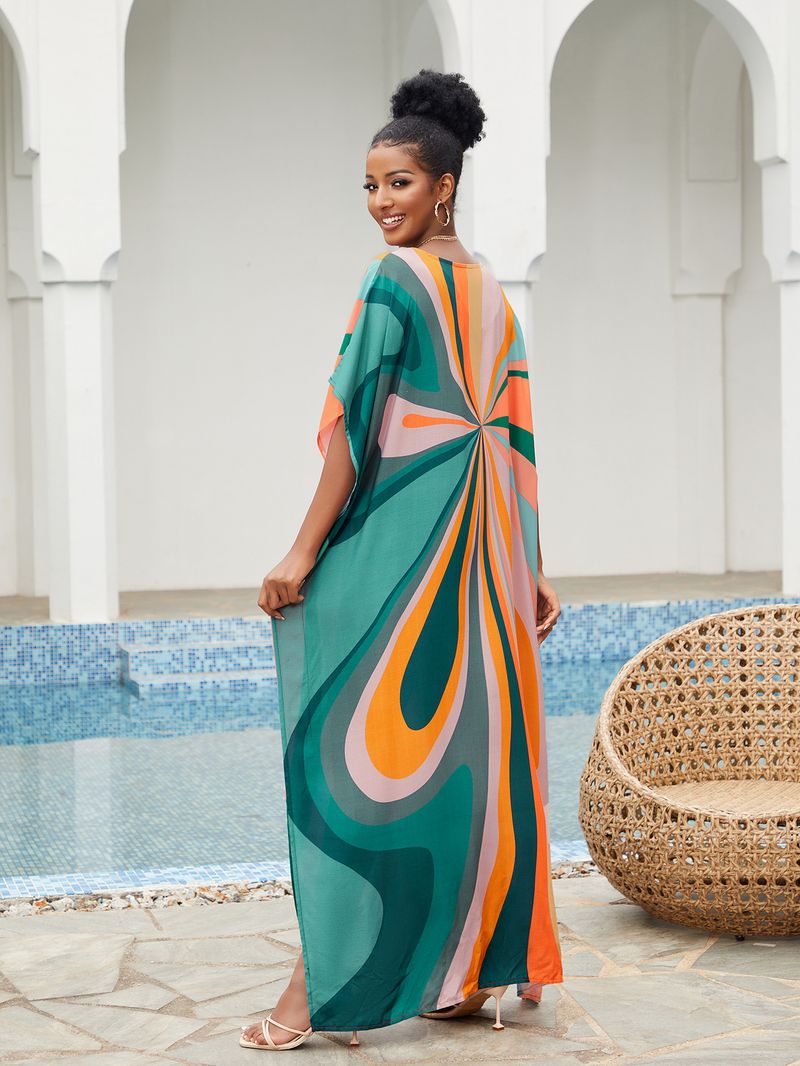 Boho Chic Cotton Beach Cover-Up – Loose Robe Style Swimsuit Outerwear For Vacation & Poolside Relaxation_voghion.com