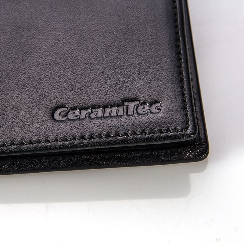 Cartera de cera de aceite de doble pliegue vertical de PU negra de gran venta personalizable_voghion.com