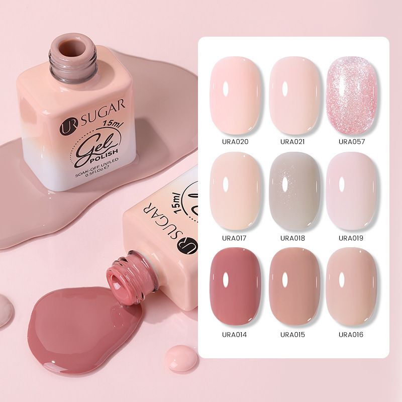 URSUGAR15ML New Classic Solid Color Nude Glitter Sequin Nail Polish Gel_voghion.com