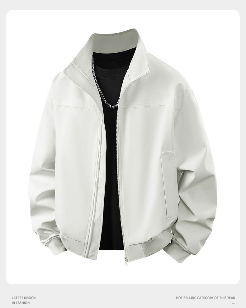 Herren Freizeitjacke Slim Fit Stehkragen Leichter Reißverschluss Frühling Herbst Oberbekleidung Modetrends_voghion.com