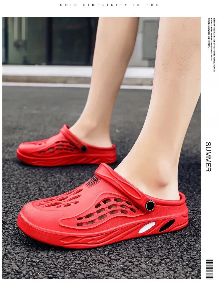 Sandali piatti da uomo, zoccoli estivi, pantofole da giardino in EVA, scarpe con plateau, sandali da spiaggia, coppia, interni, casa, morbidi, da bagno, 49_voghion.com