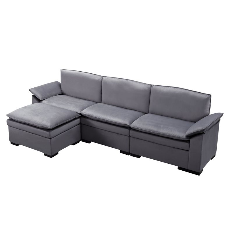 117.7' Sectional Sofa With Ottoman Dark Gray_voghion.com
