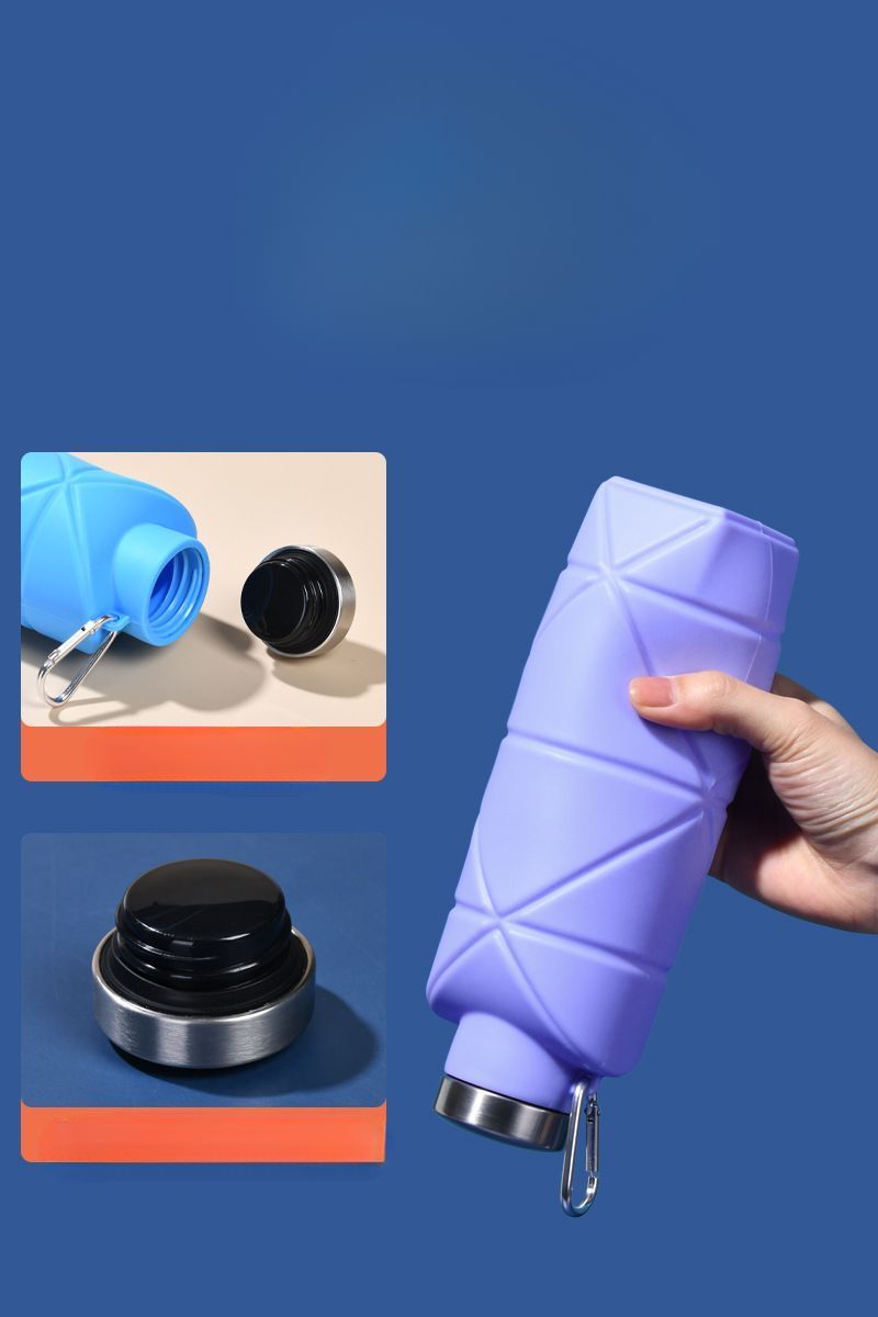 Silicone Foldable Water Storage Cup Food Grade Sports Outdoor Retractable With Lid Anti-scalding Travel Cycling_voghion.com