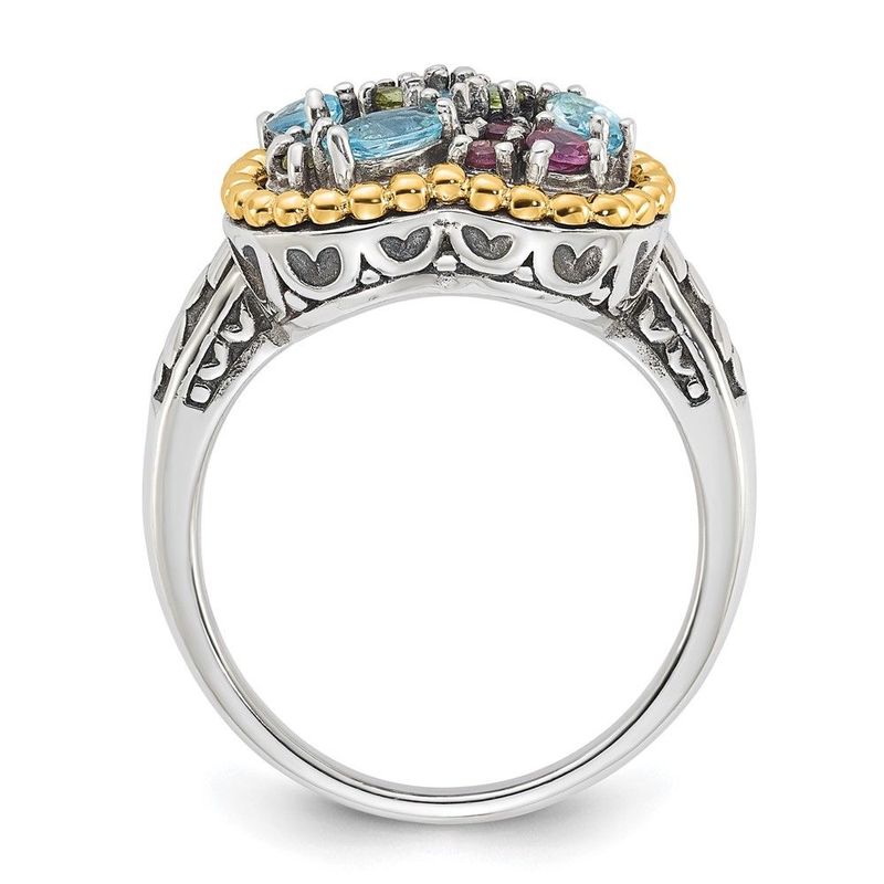 Sterling Silver W/14k Accent Multi Gemstone Ring_voghion.com