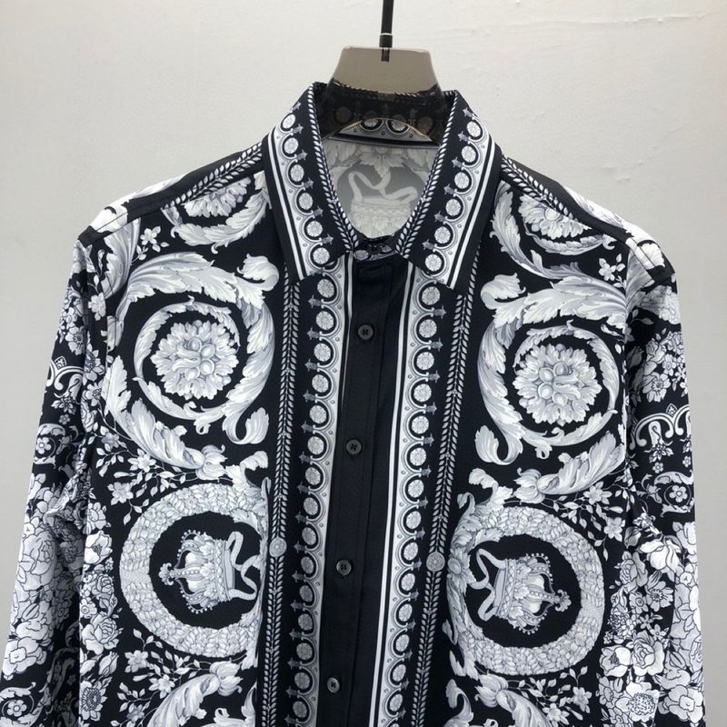 Camicia alla moda a maniche lunghe con motivo a pois sul risvolto, top unisex, cardigan_voghion.com