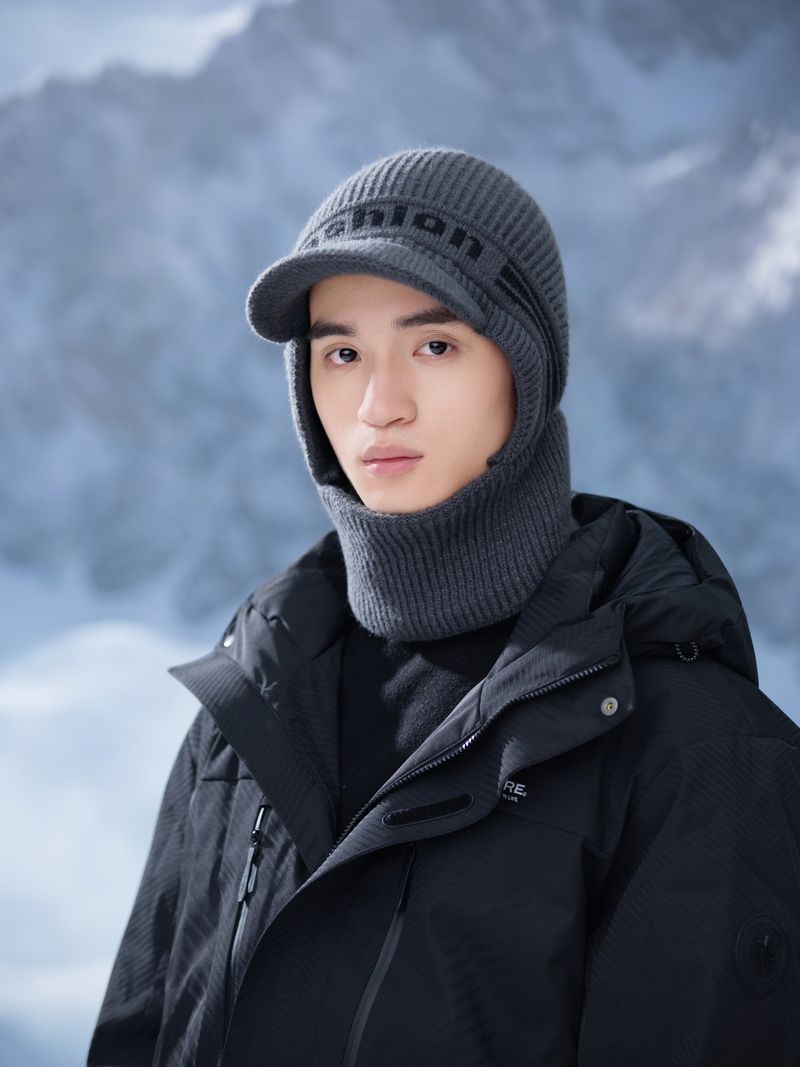 Gorro de punto polar para hombre, de invierno, resistente al viento, de una pieza, para ciclismo al aire libre, con cuello, gorro térmico de lana de una pieza._voghion.com