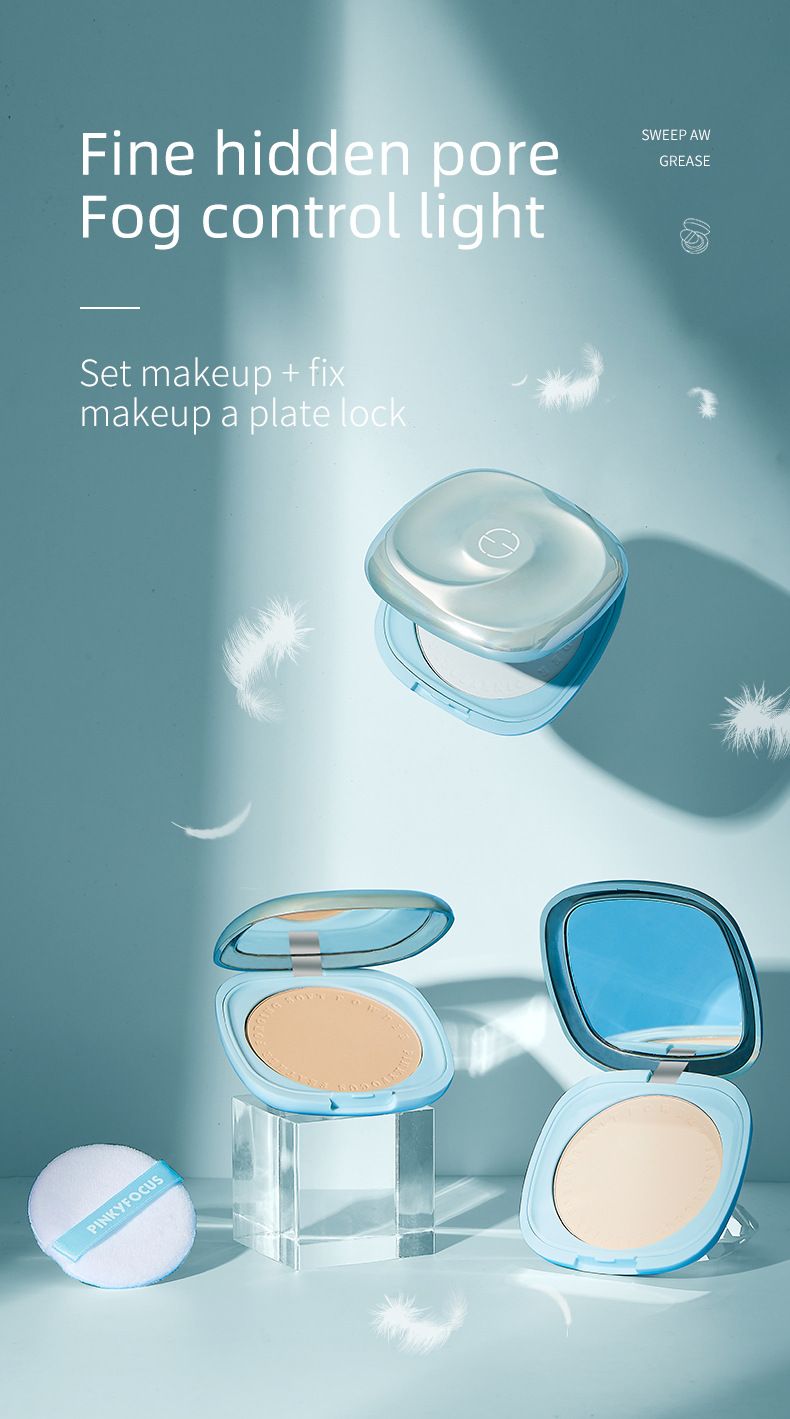 Pinkfocus Translucent Setting Powder Cake Langanhaltendes wasserfestes Make-up-Ausbesserungspuder Aufhellende Kosmetik für alle Hauttypen_voghion.com