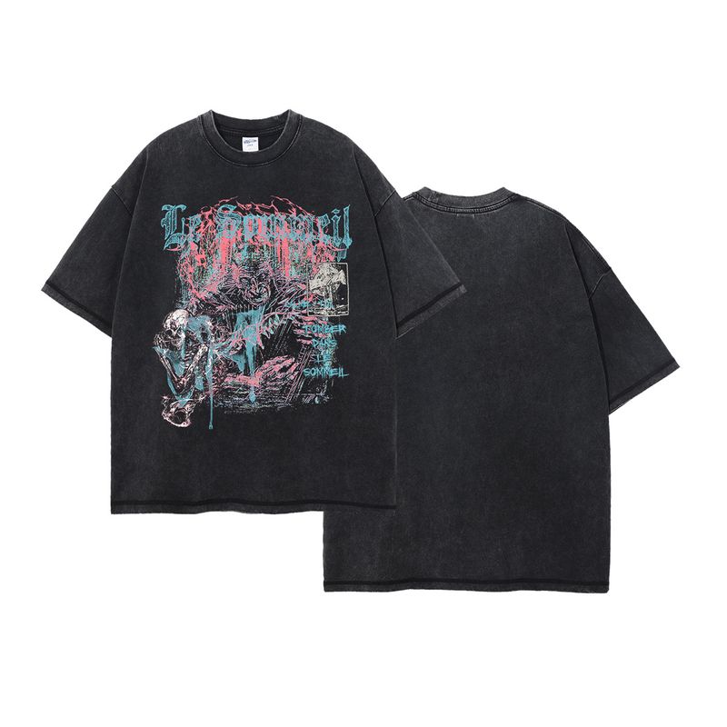 Retro Men's Short-sleeved T-shirt Street Washing And Printing Loose And Old-fashioned T_voghion.com