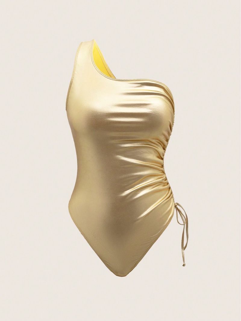 Dameskleding hot stamping high-end merk badpak dames een schouder trekkoord bikini strand warmwaterbron eendelig badpak_voghion.com