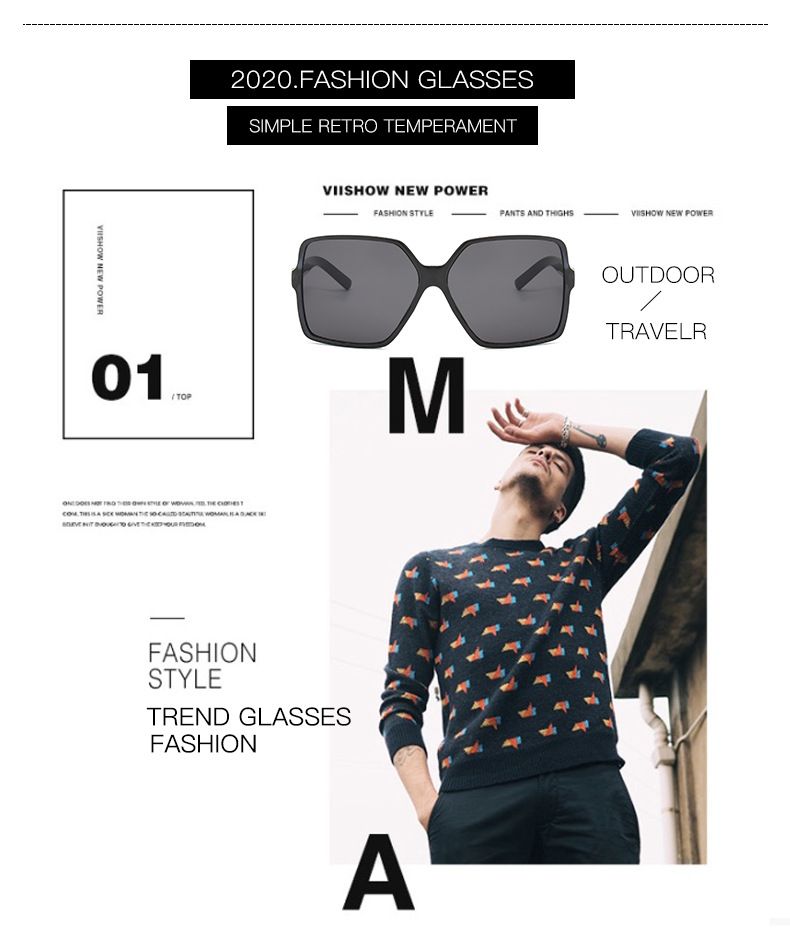 Neu eingetroffen Fashion Oversize Sonnenbrille Gradient Kunststoff Marke Designer Weibliche Sonne Uv400 Brille Frauen Übergroße Polarisierte_voghion.com