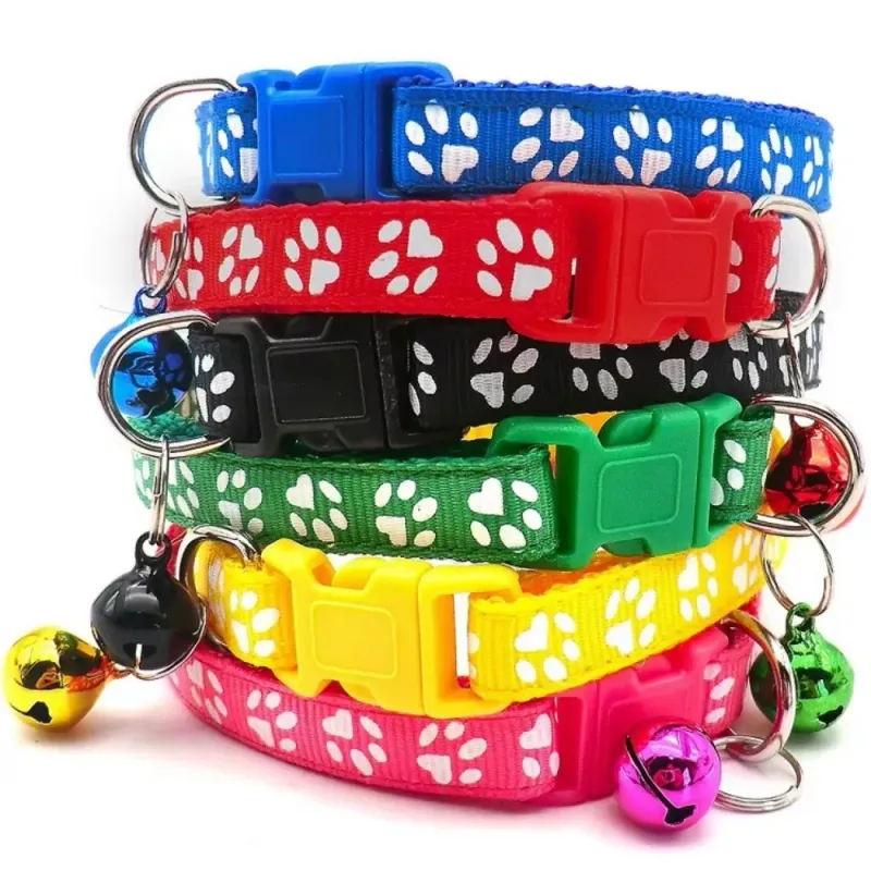 Collari per cani con campanellini, design con impronta di zampa, collari per animali domestici, collare per gatti a sgancio rapido, collare per gattini regolabile e carino per gatti o cani_voghion.com