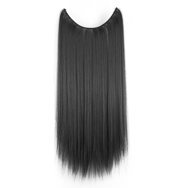 Soowee 17 colores largo negro gris rubio sintético resistente al calor postizo Fih Line Halo invisible cabello ondulado_voghion.com