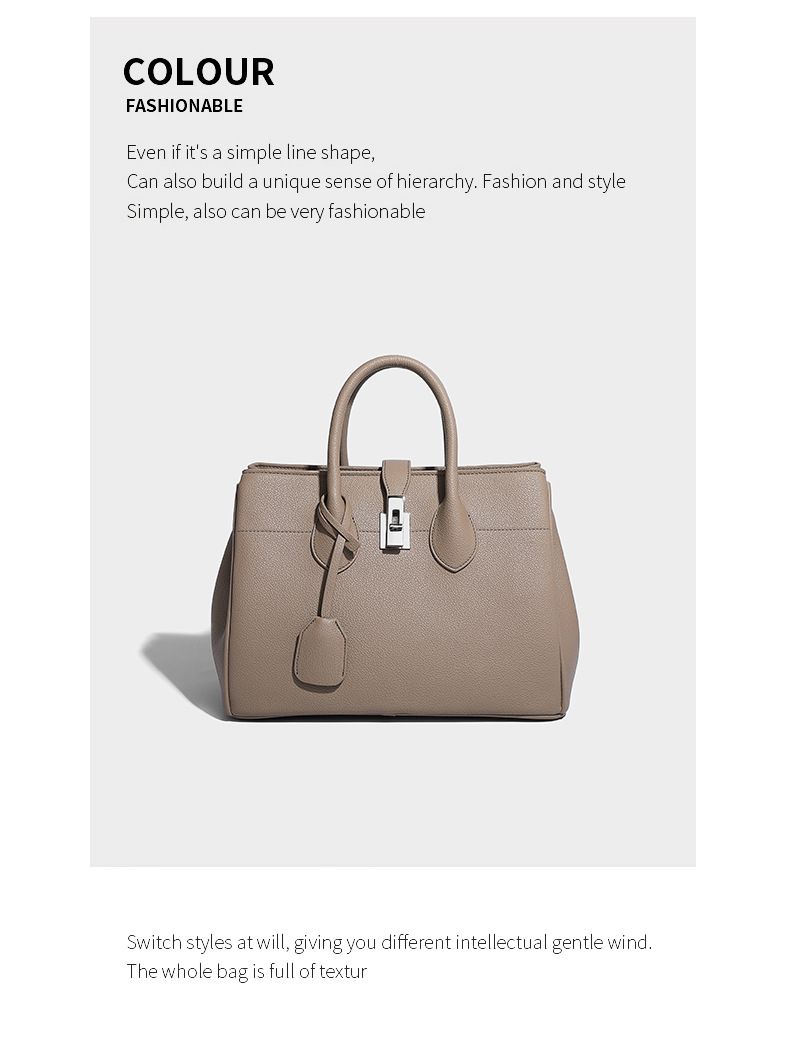 Vintage-inspirierte Tragetasche mit großem Fassungsvermögen. Stilvolle, vielseitige Handtasche mit Schlossverschluss, mehreren Taschen, perfekt für Arbeit, Reisen und den täglichen Gebrauch_voghion.com